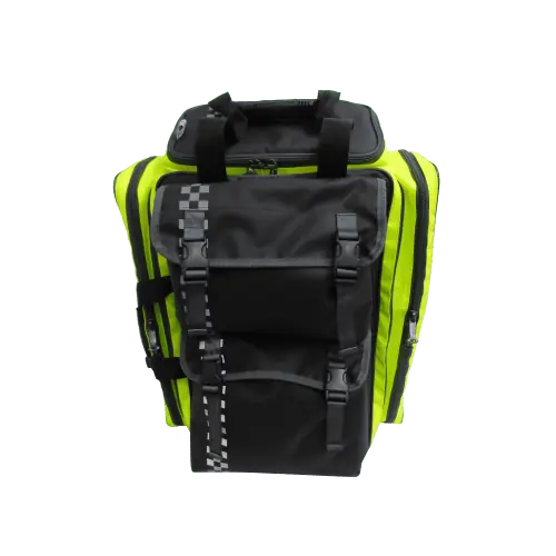 Yellow and black Secondary Backpack – durable paramedic backpack and versatile medical bag designed for organised air ambulance equipment storage.