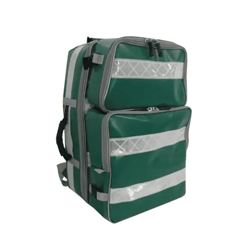 Green Fire Trauma Backpack – durable trauma backpack and professional equipment backpack designed for firefighters carrying essential fire equipment.