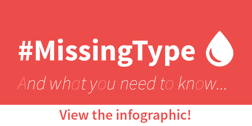 The Search for the World’s Most Important Missing Letters: A, B and O - National Blood Donor Week 4 missing-type-social-asset